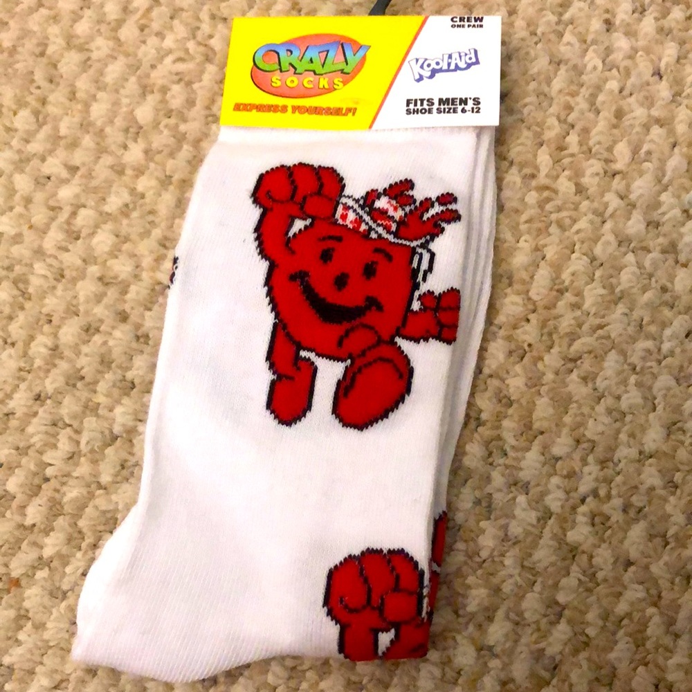 Pair of fun Kool-Aid Man crew socks